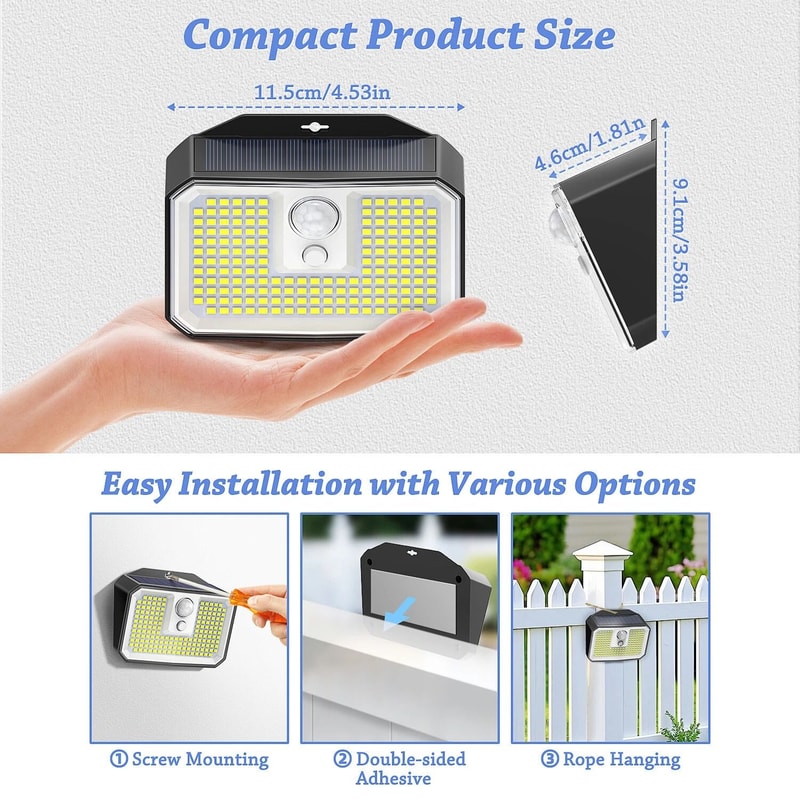 LED Solar Motion Sensor Outdoor Security Wall Lights Waterproof Energy Efficient 2