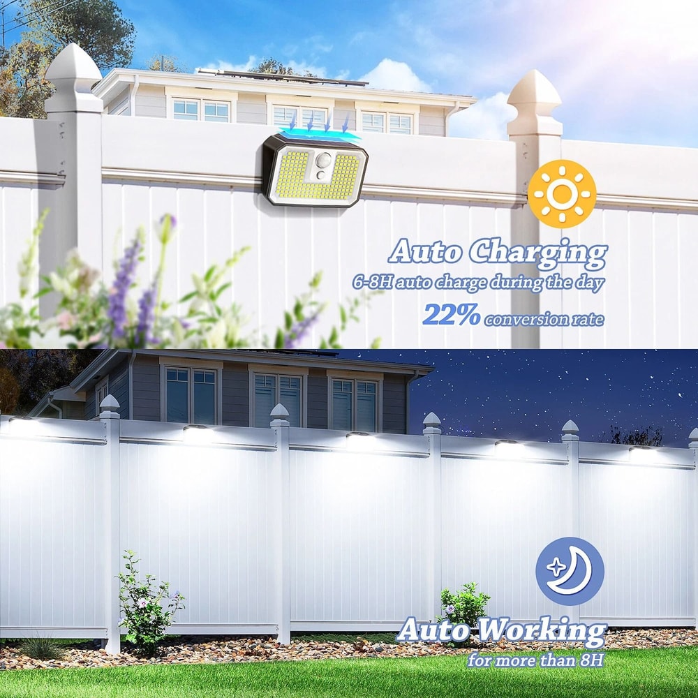 LED Solar Motion Sensor Outdoor Security Wall Lights Waterproof Energy Efficient 3