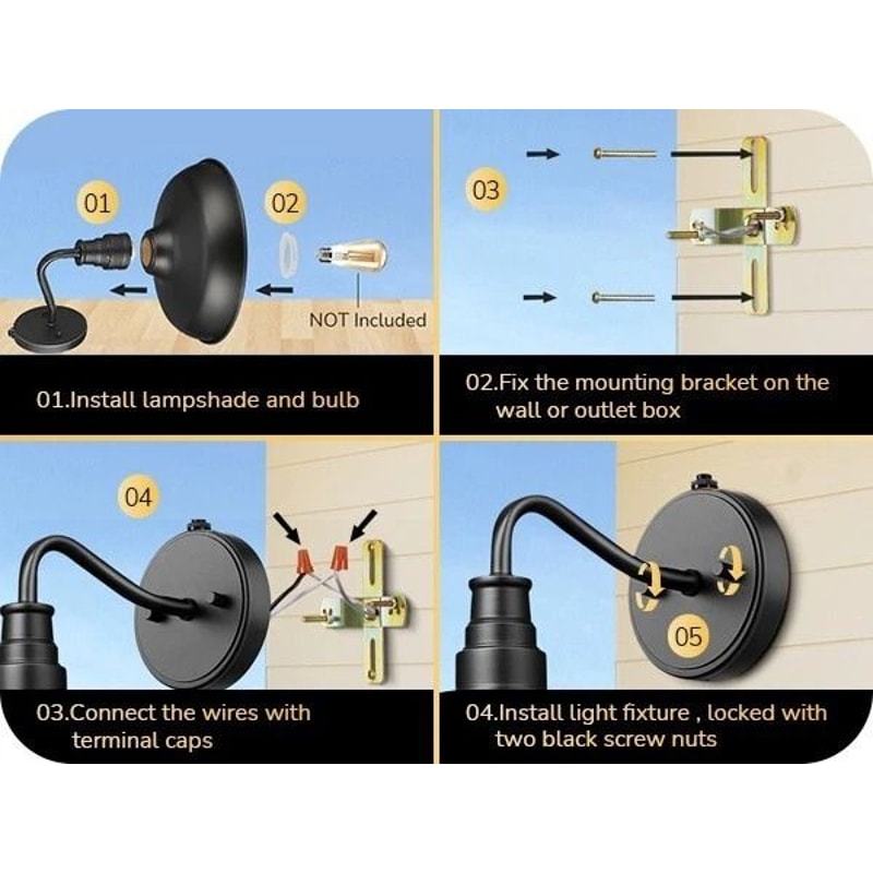 Dusk To Dawn Outdoor Wall Lights Farmhouse Gooseneck Barn Lights In Black 2