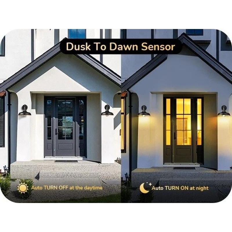 Dusk To Dawn Outdoor Wall Lights Farmhouse Gooseneck Barn Lights In Black 5