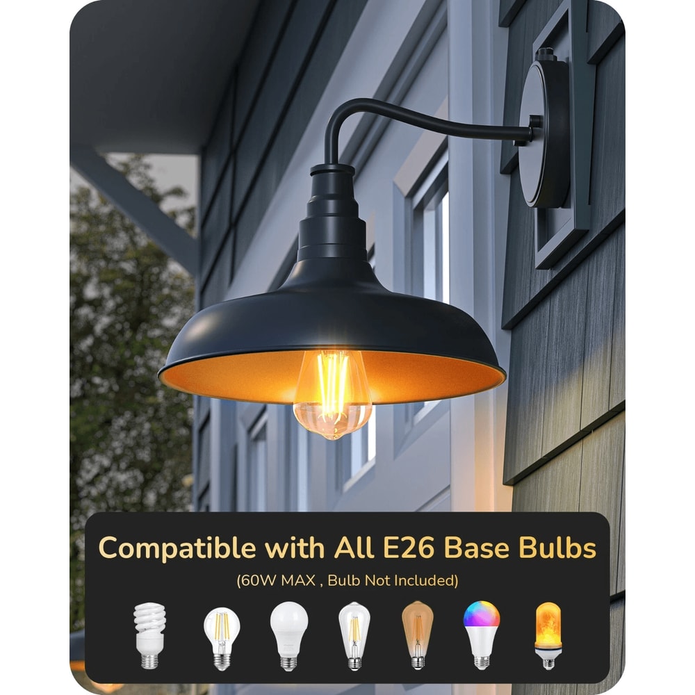 Dusk To Dawn Outdoor Wall Lights Farmhouse Gooseneck Barn Lights In Black 9