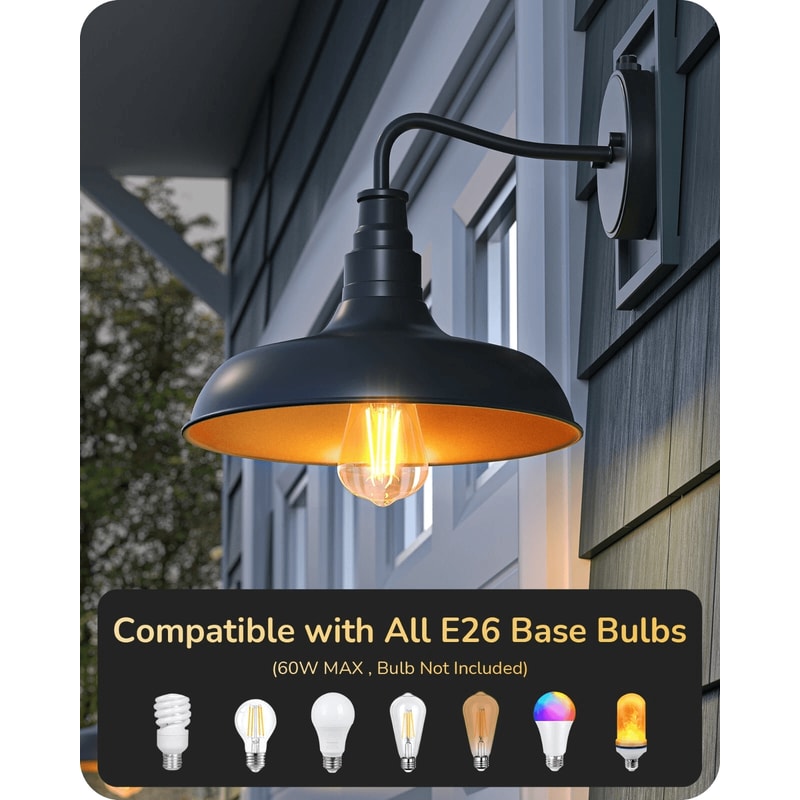 Dusk To Dawn Outdoor Wall Lights Farmhouse Gooseneck Barn Lights In Black 9