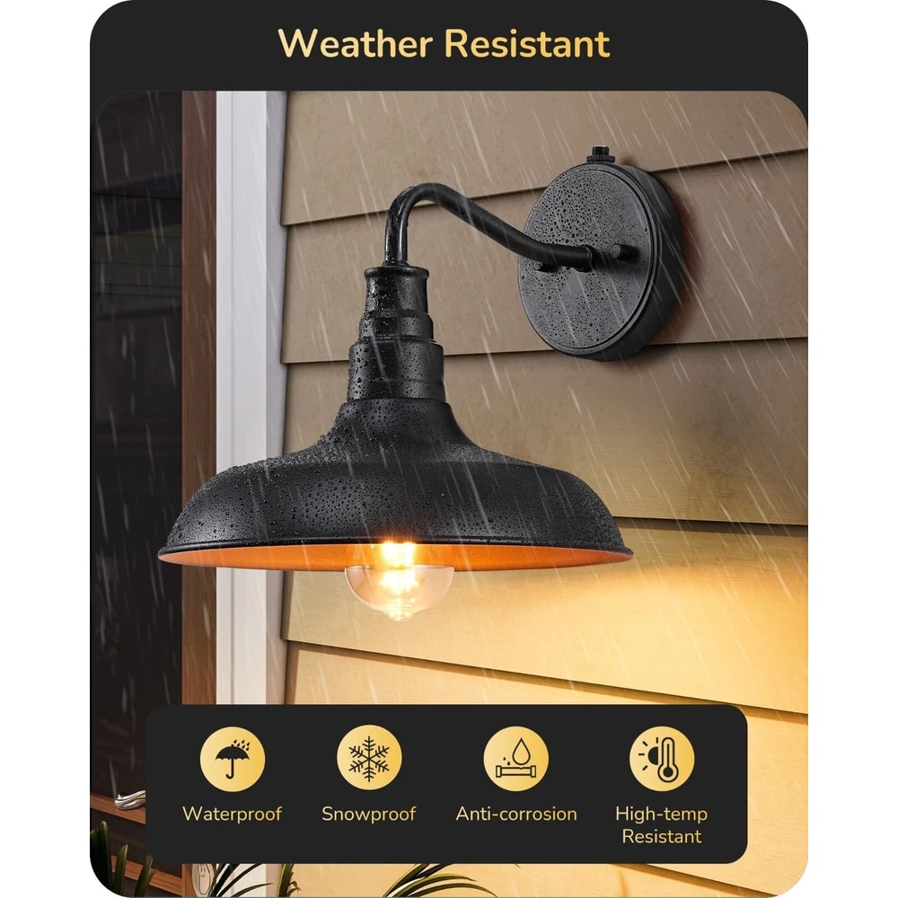 Dusk To Dawn Outdoor Wall Lights Farmhouse Gooseneck Barn Lights In Black 10