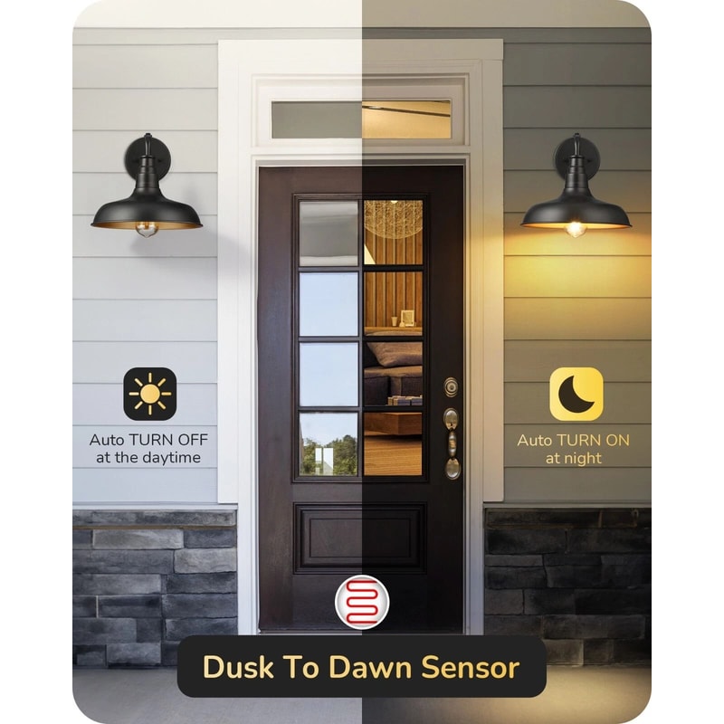 Dusk To Dawn Outdoor Wall Lights Farmhouse Gooseneck Barn Lights In Black 11