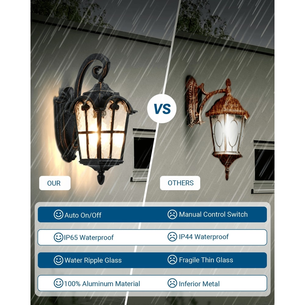 Dusk To Dawn Outdoor Wall Light Waterproof Energy Saving Exterior Lighting Fixture 11