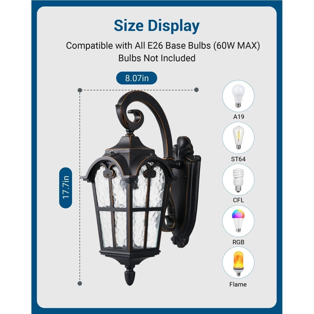 Dusk To Dawn Outdoor Wall Light Waterproof Energy Saving Exterior Lighting Fixture 12