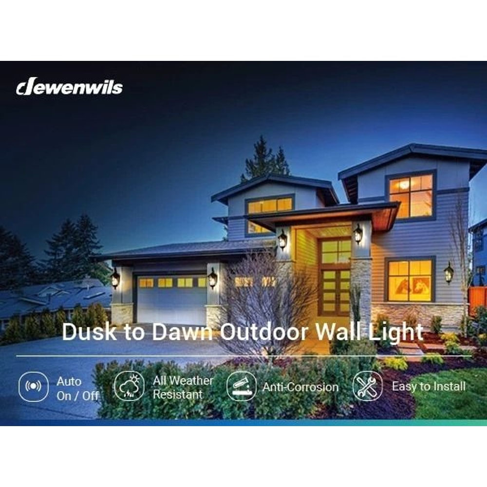 Dusk To Dawn Outdoor Wall Light Waterproof Energy Saving Exterior Lighting Fixture 7