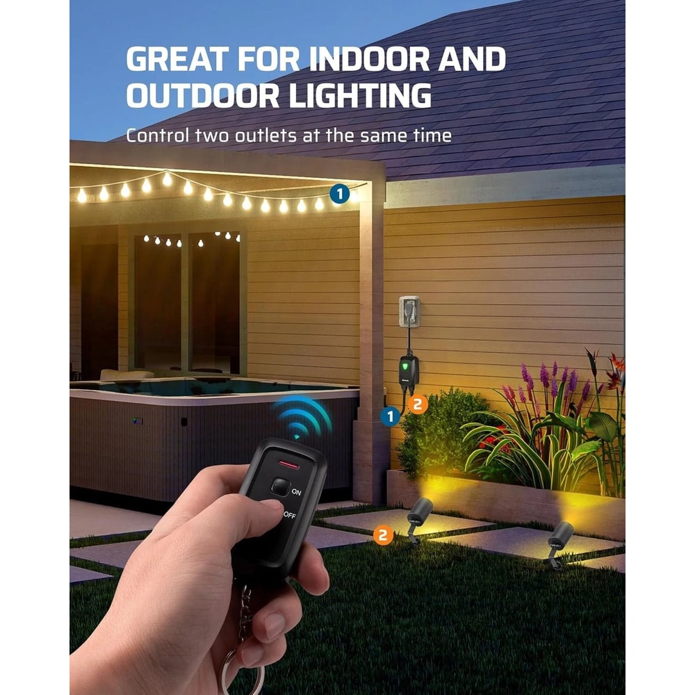 Remote Control Outlet Outdoor Light Switch With Outlets Heavy Duty ACDC Plug For Home Garden 4