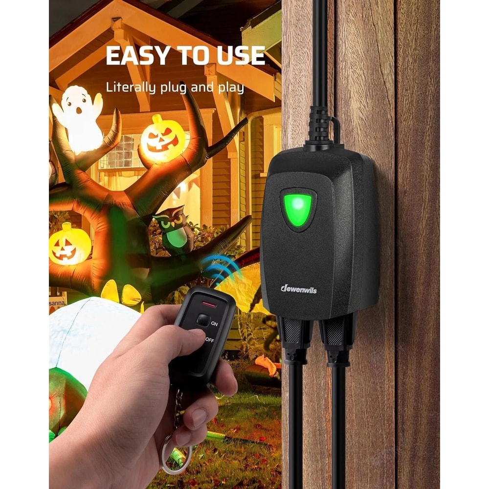 Remote Control Outlet Outdoor Light Switch With Outlets Heavy Duty ACDC Plug For Home Garden 6