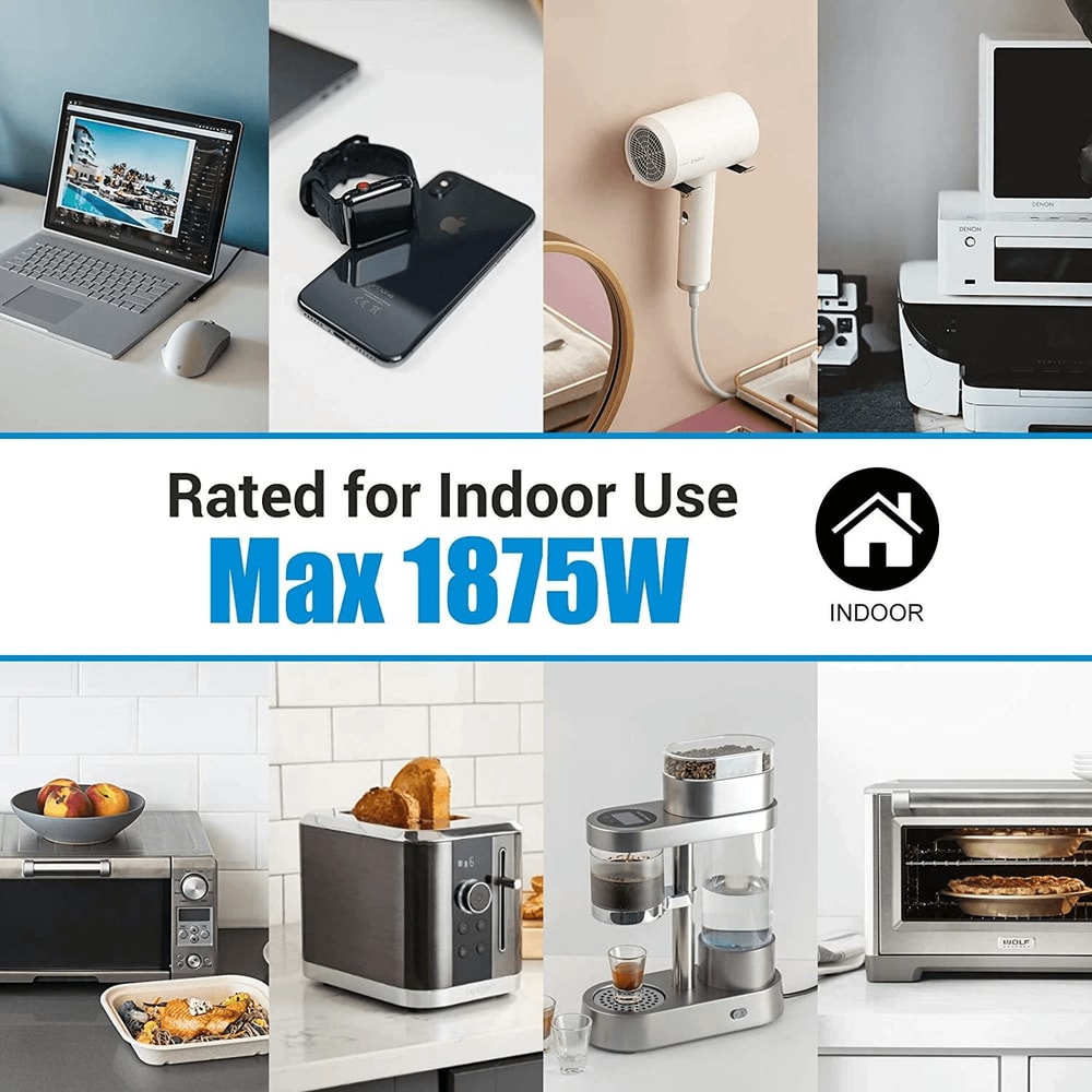 Indoor Flat Plug Extension Cord 14 Gauge Heavy Duty 3 Prong Durable Power Extension For Home And Of 3