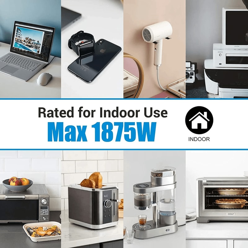 Indoor Flat Plug Extension Cord 14 Gauge Heavy Duty 3 Prong Durable Power Extension For Home And Of 3