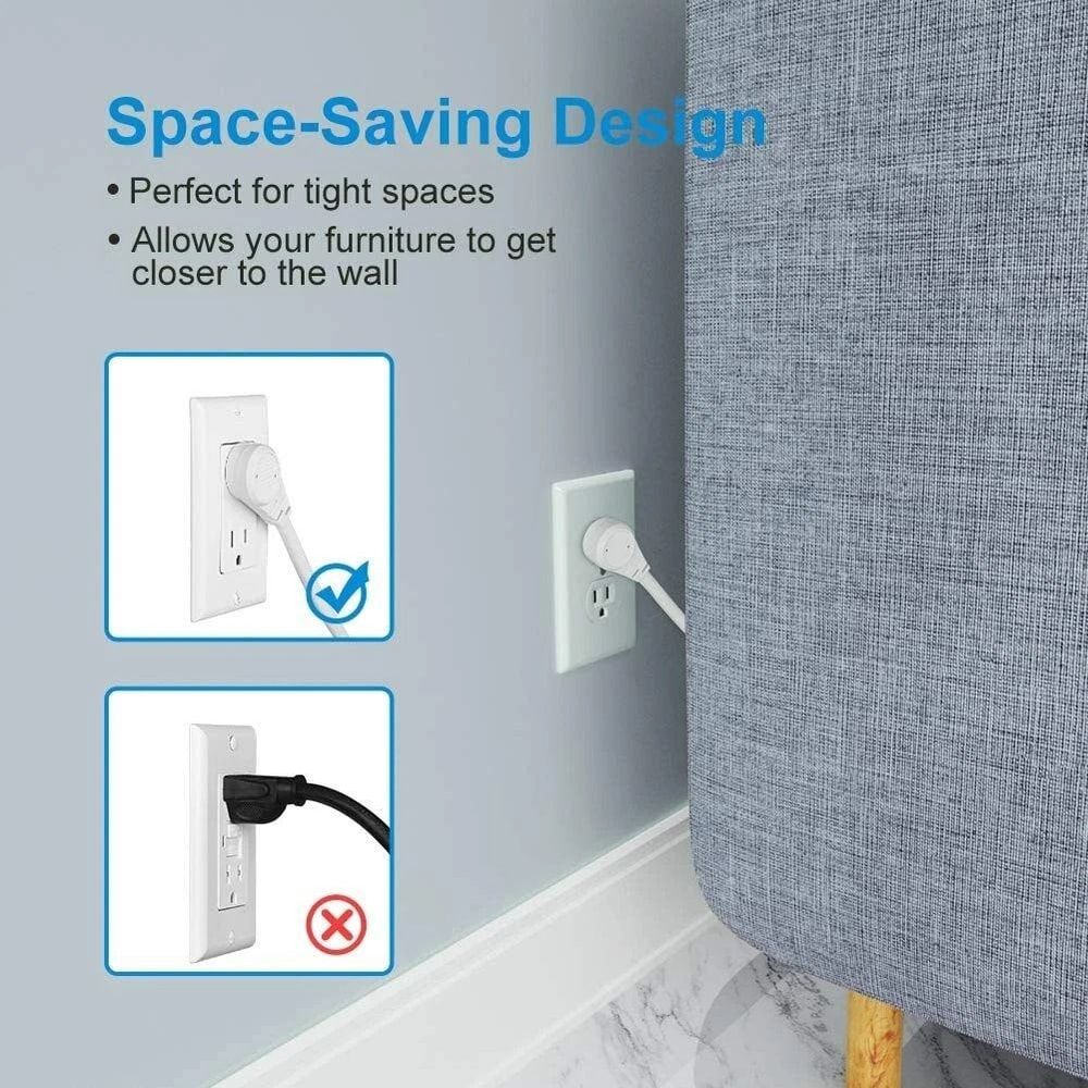 Indoor Flat Plug Extension Cord 14 Gauge Heavy Duty 3 Prong Durable Power Extension For Home And Of 5