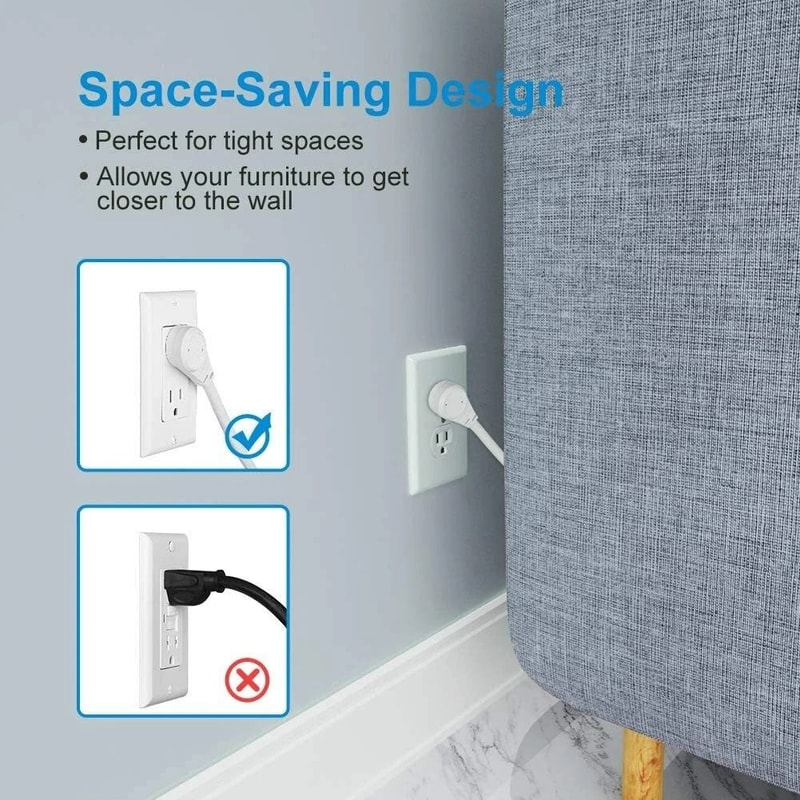 Indoor Flat Plug Extension Cord 14 Gauge Heavy Duty 3 Prong Durable Power Extension For Home And Of 5