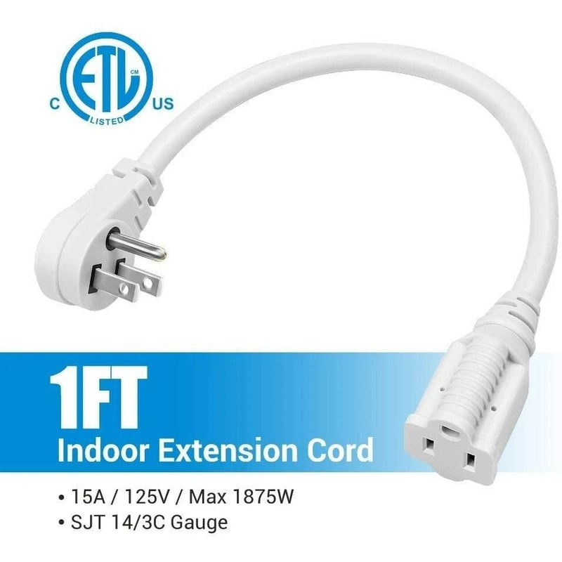 Indoor Flat Plug Extension Cord 14 Gauge Heavy Duty 3 Prong Durable Power Extension For Home And Of 6