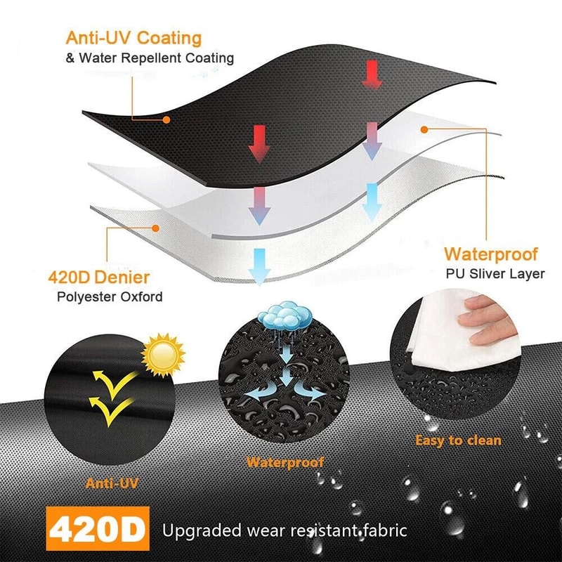 BBQ Grill Cover Heavy Duty Waterproof UV Protection Outdoor Weather Resistant 9