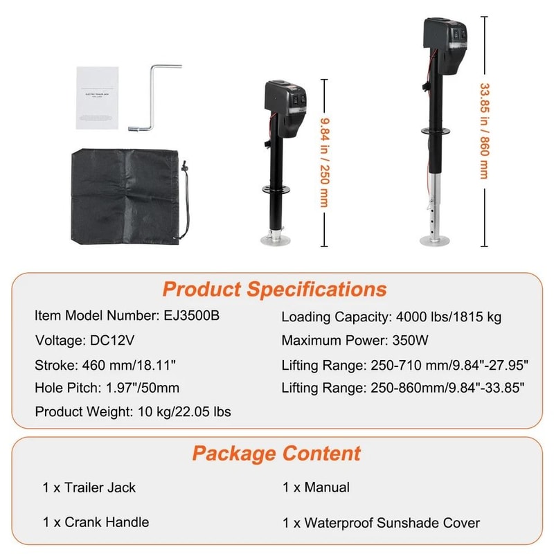 Heavy Duty Electric Trailer Jack RV Tongue Jack With Power Lift 5