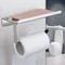 WallMounted Toilet Paper Holder With Mobile Phone Storage Shelf SpaceSaving Bathroom Organizer 0