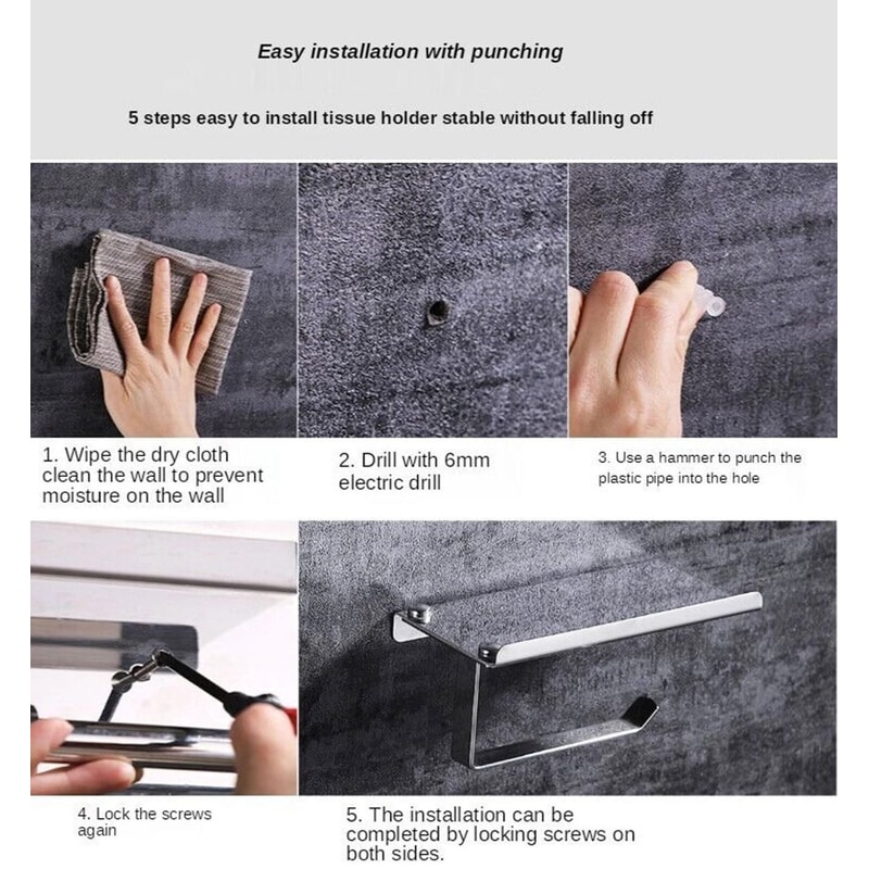 WallMounted Toilet Paper Holder With Mobile Phone Storage Shelf SpaceSaving Bathroom Organizer 4