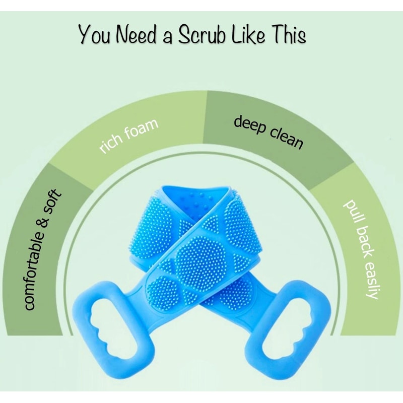 Silicone Bath Towel Back Brush Scrubber DualSide Exfoliating Scrub For Body Wash Perfect For Clean 4