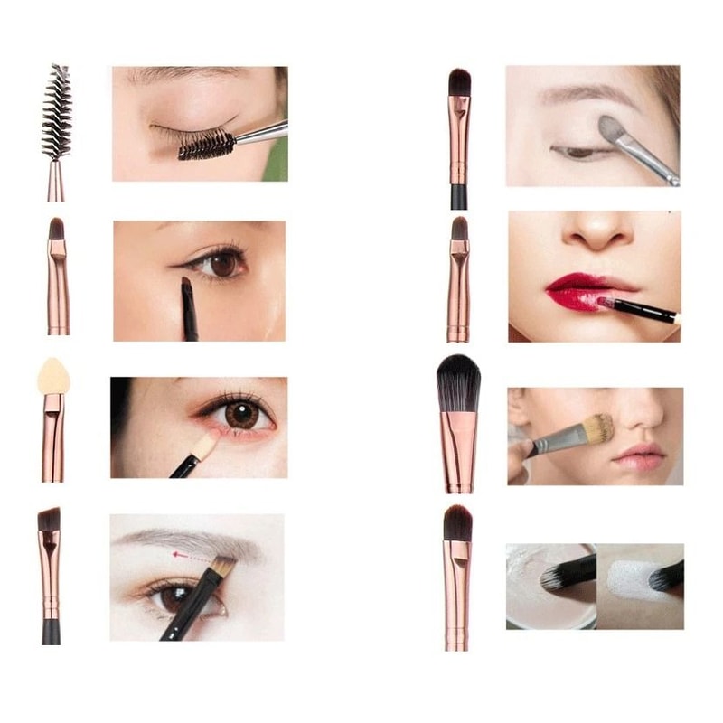 Makeup Brush Set With Powder Foundation Eyeshadow Eyeliner Lip Brushes Essential Kit For Flawless 1