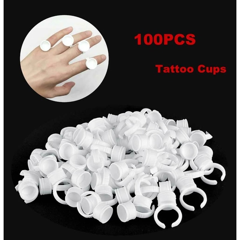 Disposable Tattoo Ink Cups Eyelash Extension Glue Holder Rings For Pigments Tattoo Use 8