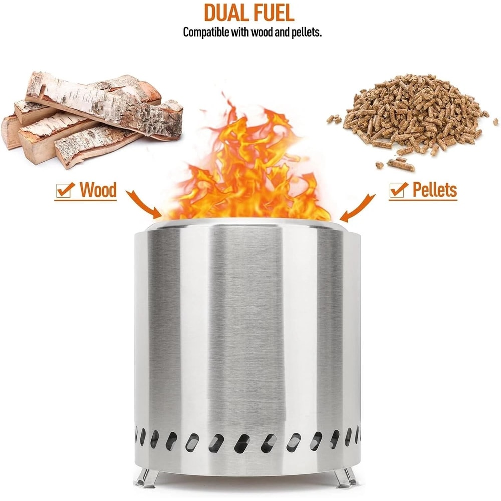 Smokeless Fire Pit Portable Wood Burning Outdoor Firepit For Camping Stainless Steel 5