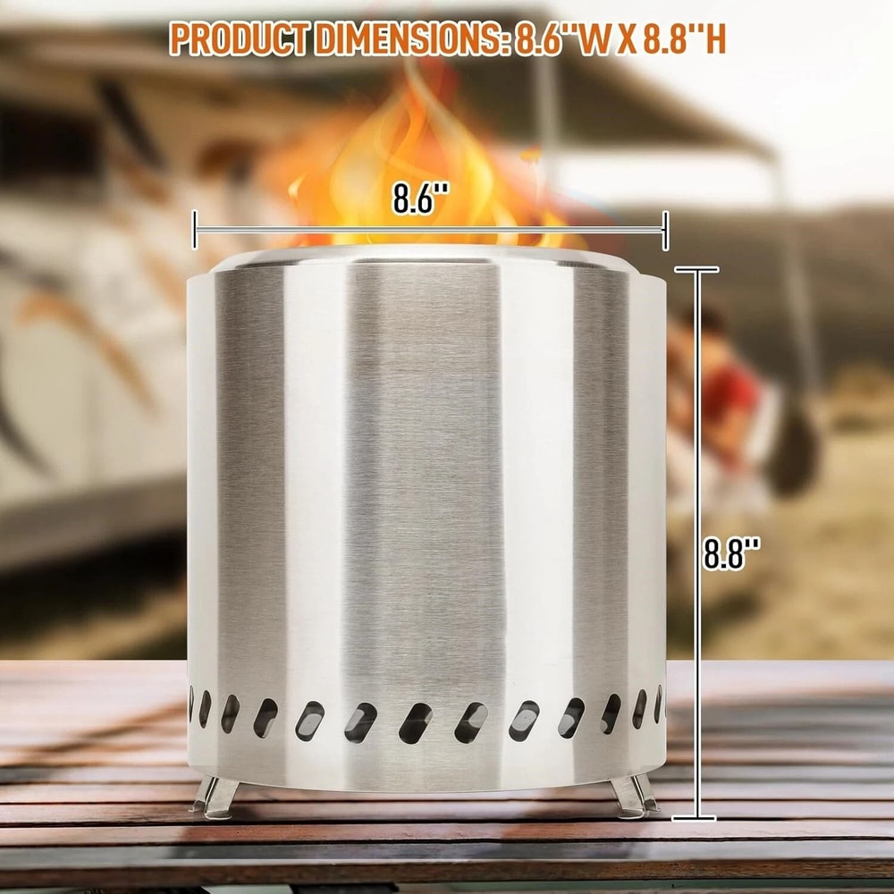 Smokeless Fire Pit Portable Wood Burning Outdoor Firepit For Camping Stainless Steel 1