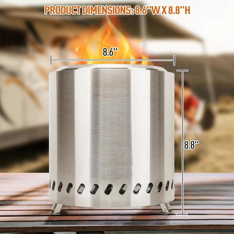 Smokeless Fire Pit Portable Wood Burning Outdoor Firepit For Camping Stainless Steel 1