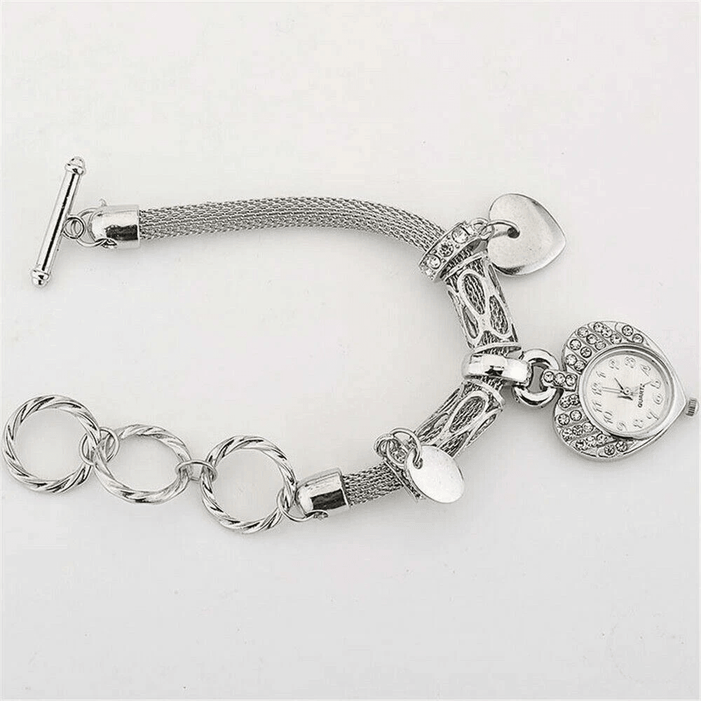 Elegant Women Silver Bangle Bracelet Watch With Crystal Detailing 1