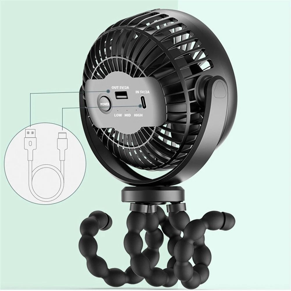Portable Mini Cooling Fan With Flexible Tripod For Desk Bike And Baby Stroller 3