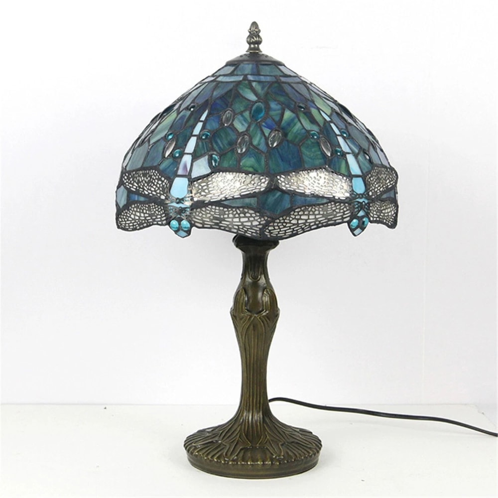 Dragonfly Style Tiffany Stained Glass Table Lamp Desk Light For Elegant Home Decor 3