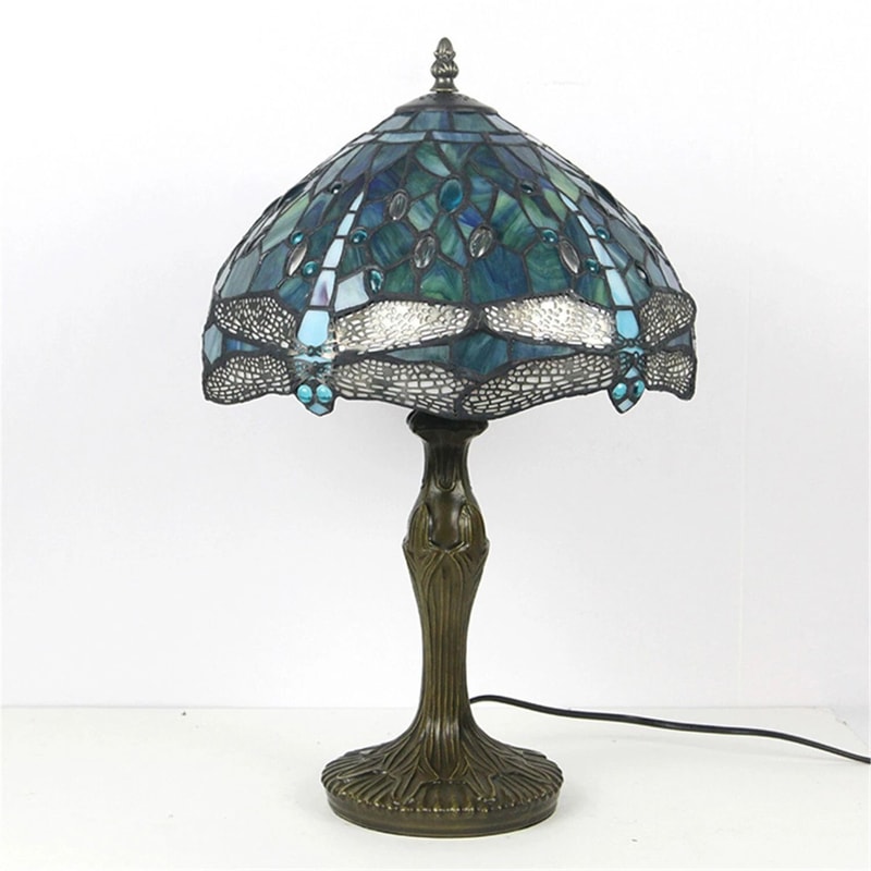 Dragonfly Style Tiffany Stained Glass Table Lamp Desk Light For Elegant Home Decor 3