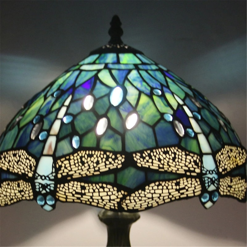 Dragonfly Style Tiffany Stained Glass Table Lamp Desk Light For Elegant Home Decor 4