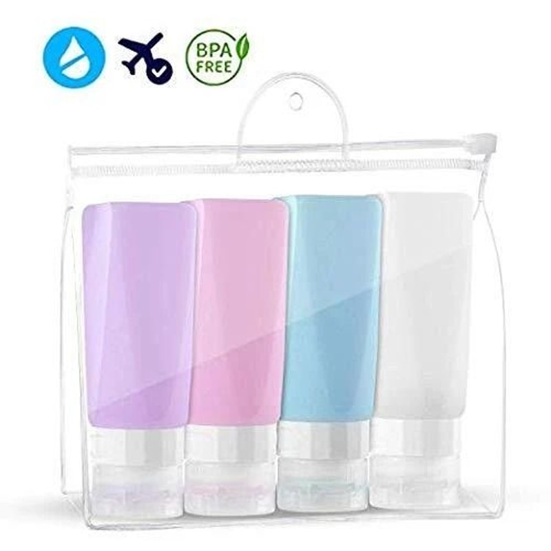Leak Proof Travel Bottles With Clear Toiletry Bag BPA Free Silicone For Easy Packing 2