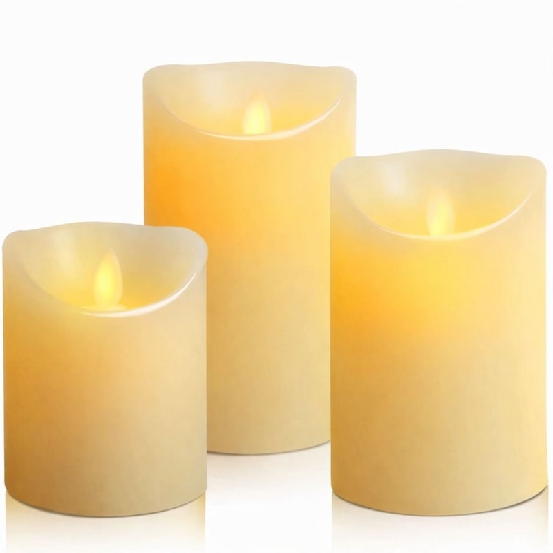 LED Flameless Wax Pillar Candle Battery Operated Remote Control Timer 2