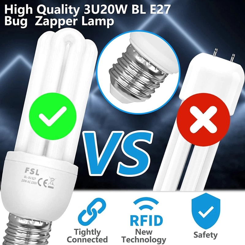 Bug Zapper Replacement Bulbs 3U E27 Base 1