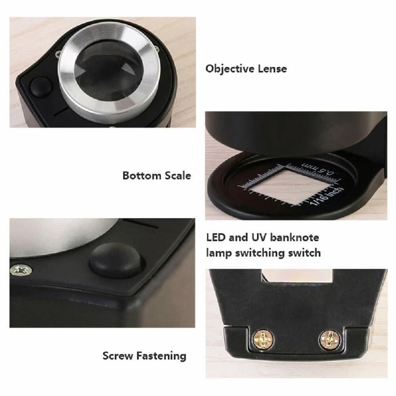 30X Loupe Magnifier With 6 LED Lights Portable Desktop Magnifier For Close Up Inspection Metal Fold 3