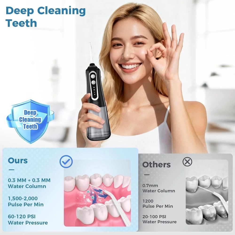 Cordless Water Flosser With Waterproof Dental Oral Irrigator For Teeth Cleaning And Flossing 4