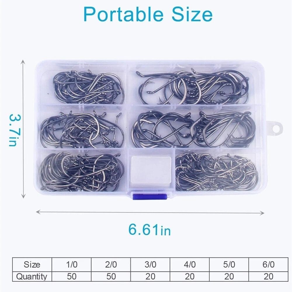 Black High Carbon Steel Offset Circle Fishing Hooks Premium Quality 3