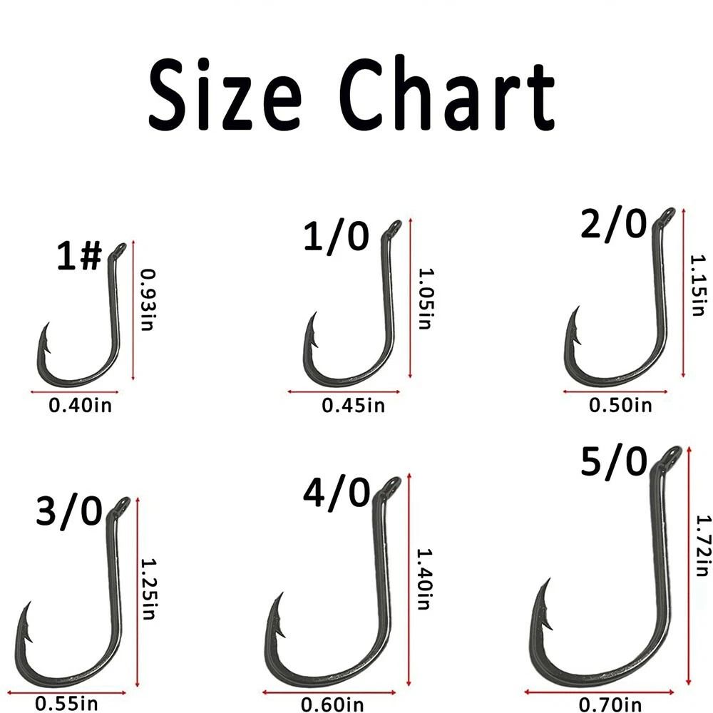 Black High Carbon Steel Offset Circle Fishing Hooks Premium Quality 2