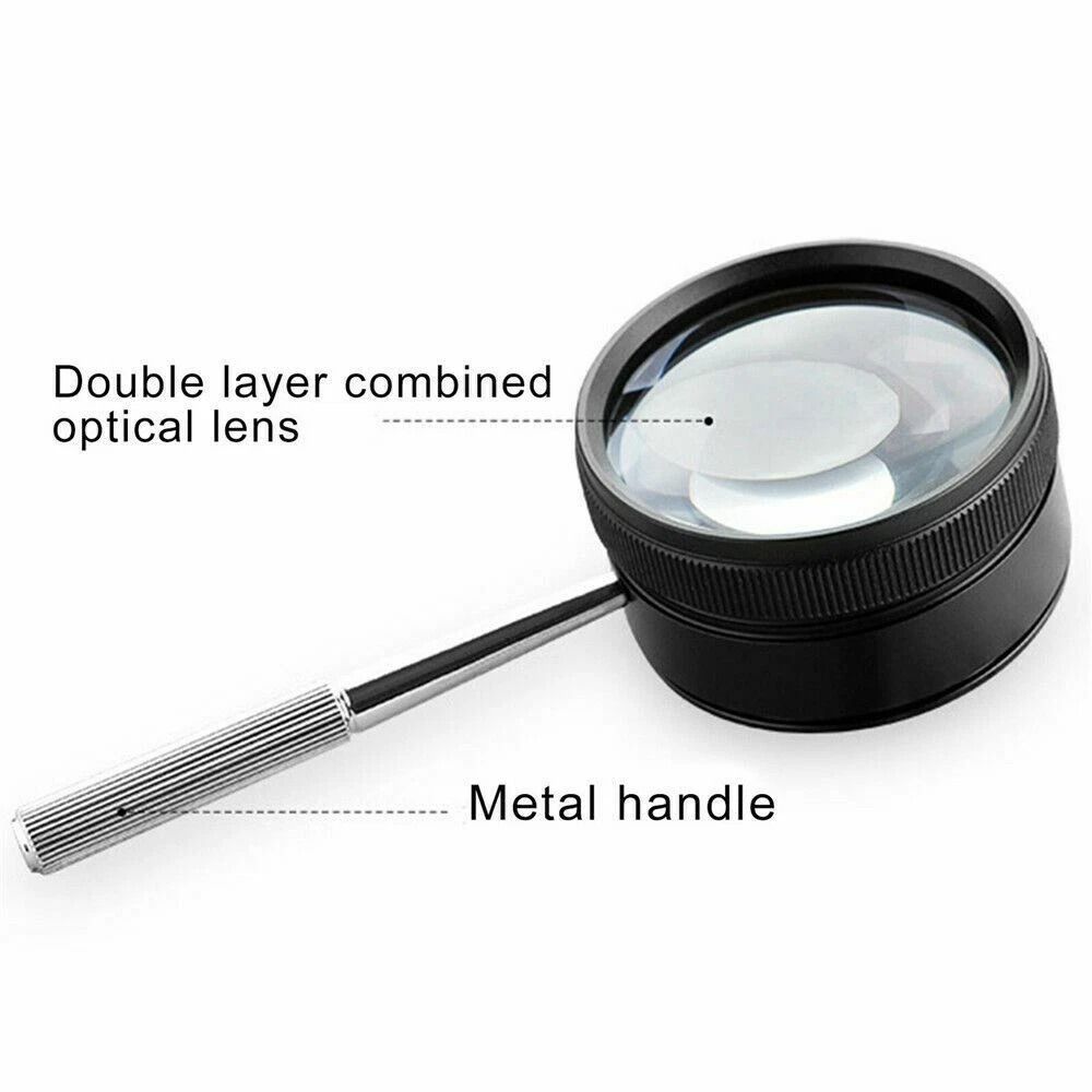 35X High Power Magnifying Glass For Jewelry Coins Crafts NonSlip Handle Durable Lens 3