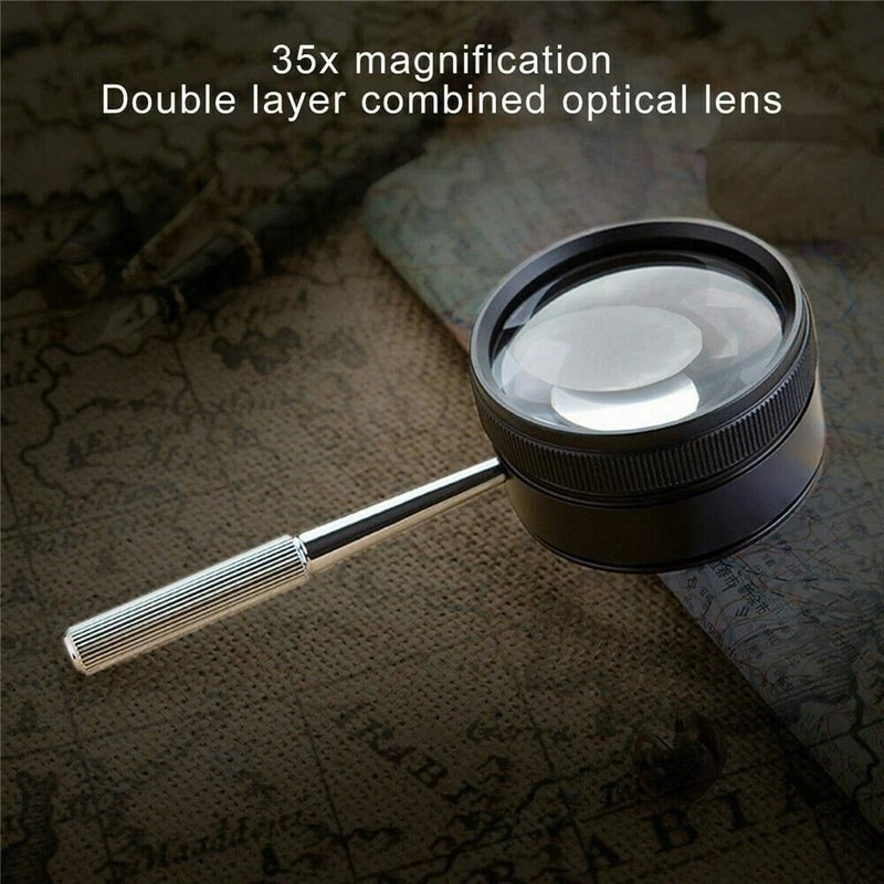 35X High Power Magnifying Glass For Jewelry Coins Crafts NonSlip Handle Durable Lens 4