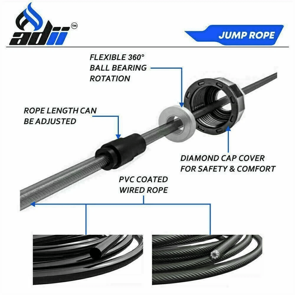 Adjustable Jump Rope For Gym Fitness Speed Bearing Aerobic Boxing Workout 3