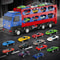 Dual Track Transport Truck With Die Cast Cars Kids Racing Toy Set 2