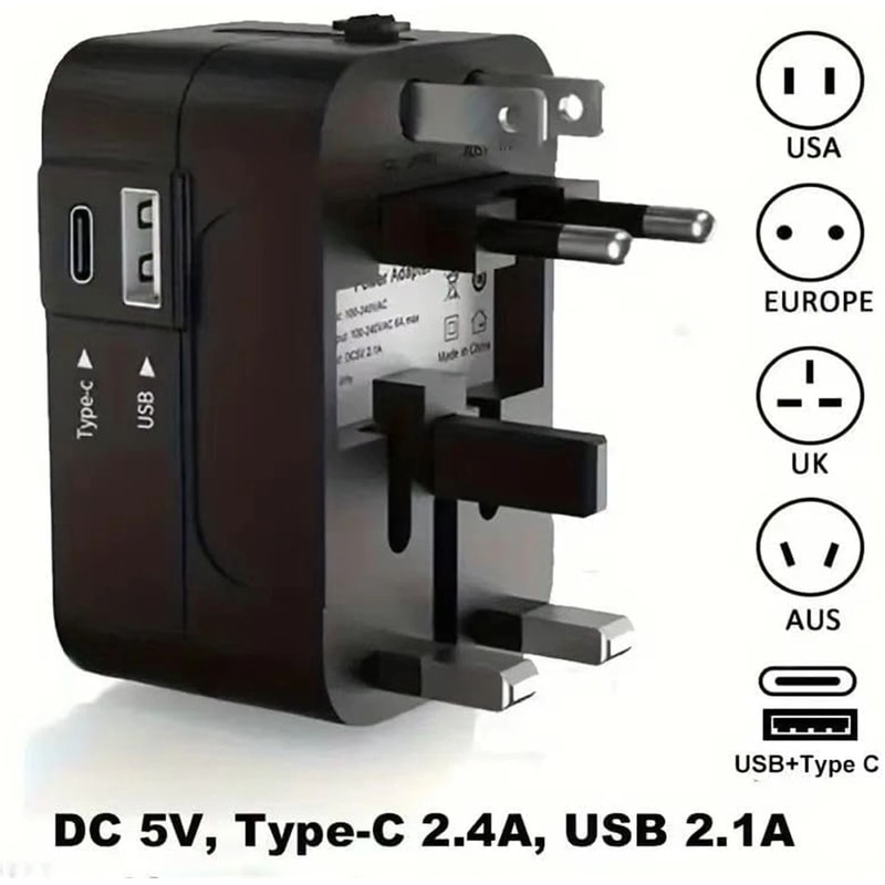 Universal Travel Adapter All In One International Power Plug For Worldwide Use 7