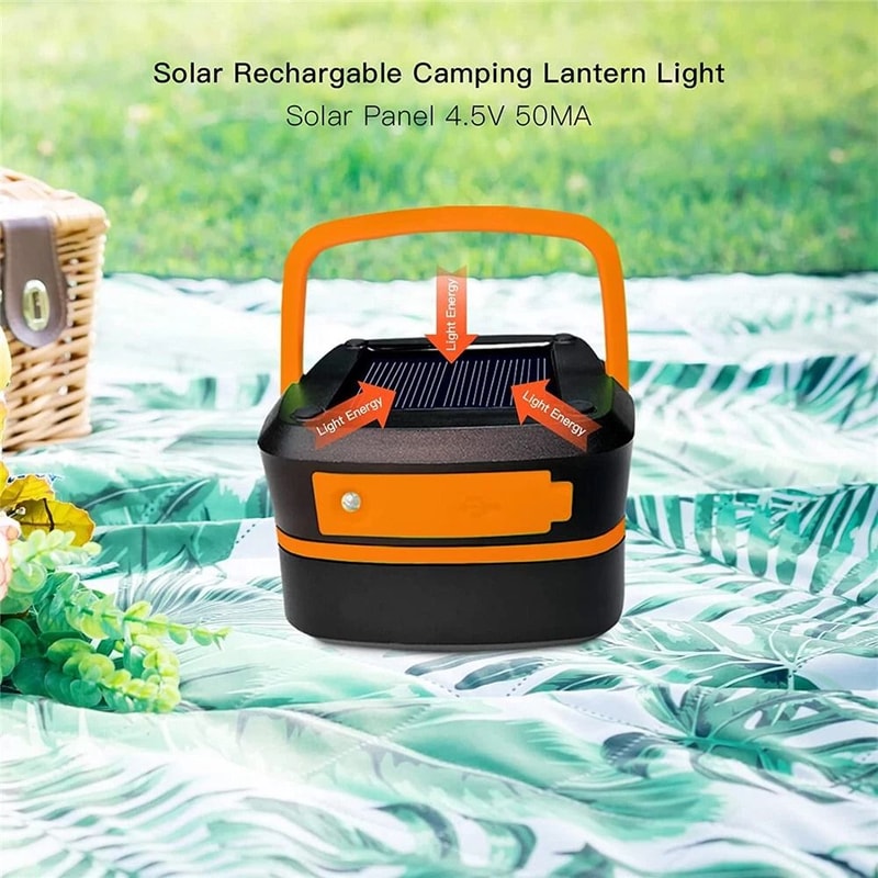 Solar Rechargeable LED Flashlight For Camping Tent Light And Lantern Powerful Torch With USB Rechar 5