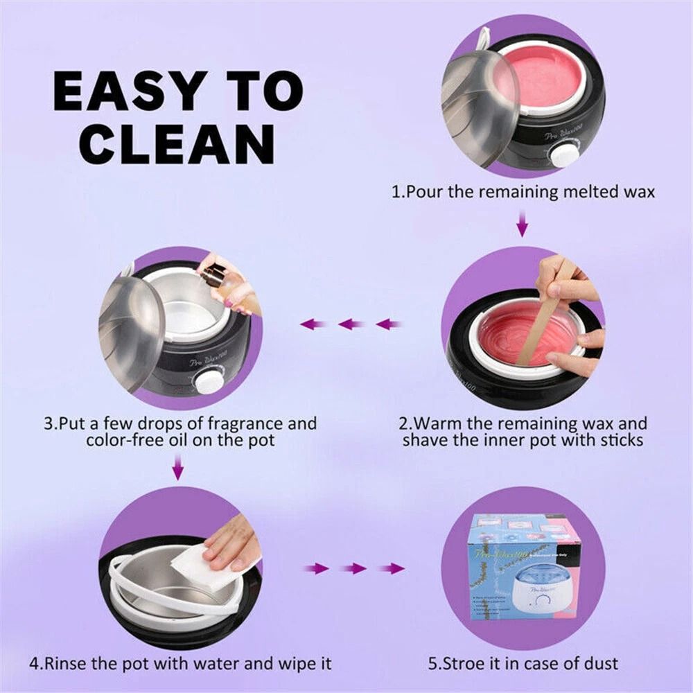 Professional Wax Warmer Heater Hair Removal Depilatory Kit For Smooth Skin 4