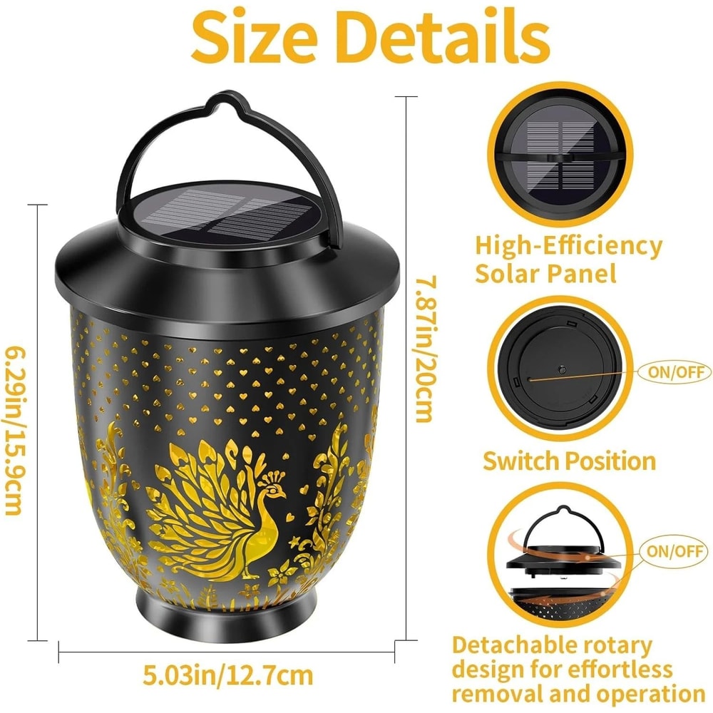 Peacock Solar LED Hanging Lantern Waterproof Outdoor Garden Light 2