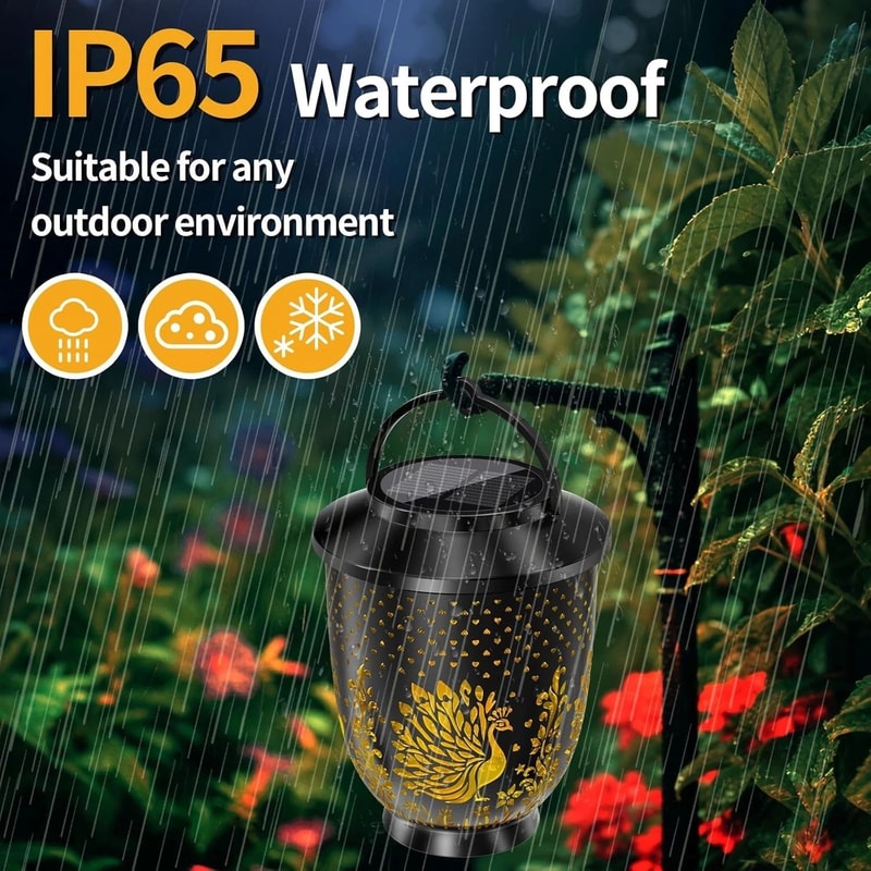 Peacock Solar LED Hanging Lantern Waterproof Outdoor Garden Light 3