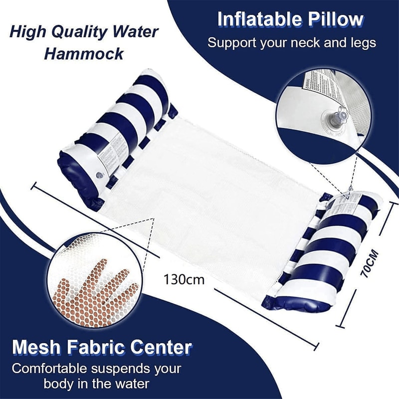 Inflatable Floating Hammock Lounge Chair Comfortable Beach Water Bed For Pool Swimming Relaxing 2